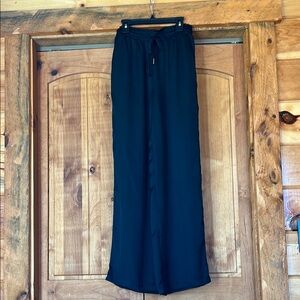 Elie ELIE TAHARI black satin pants Elegant lounge  Wide-Leg S - defects